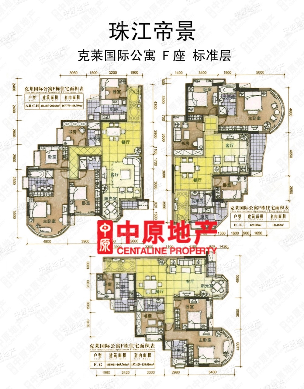 珠江帝景克莱 西南向视野开阔的五房带双主套家居高档小区